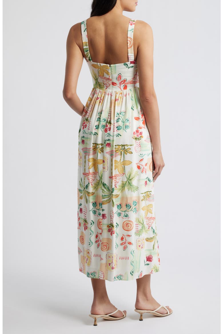 Tropical Print Midi Dress, Alternate, color, IVORY MULTI