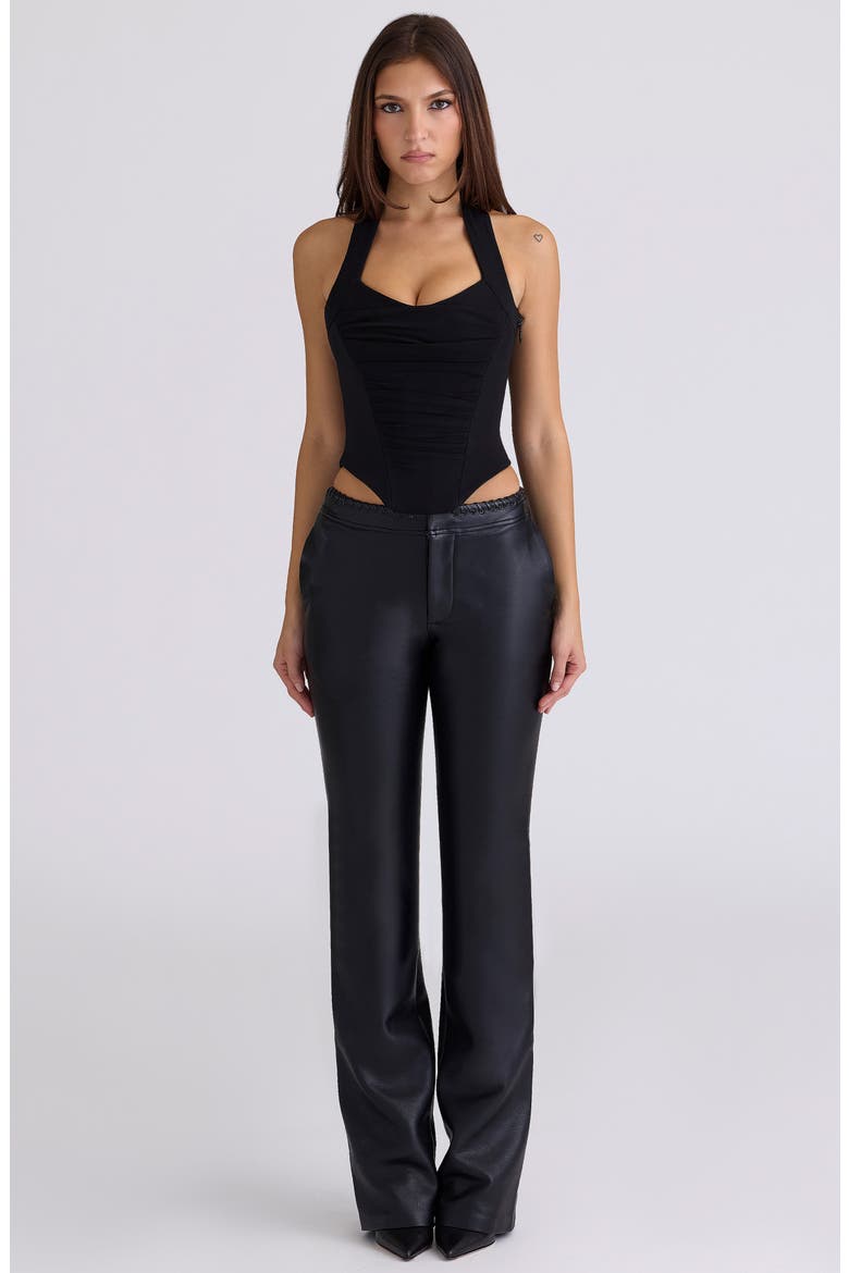 Sahar Crepe Corset Top, Alternate, color, BLACK