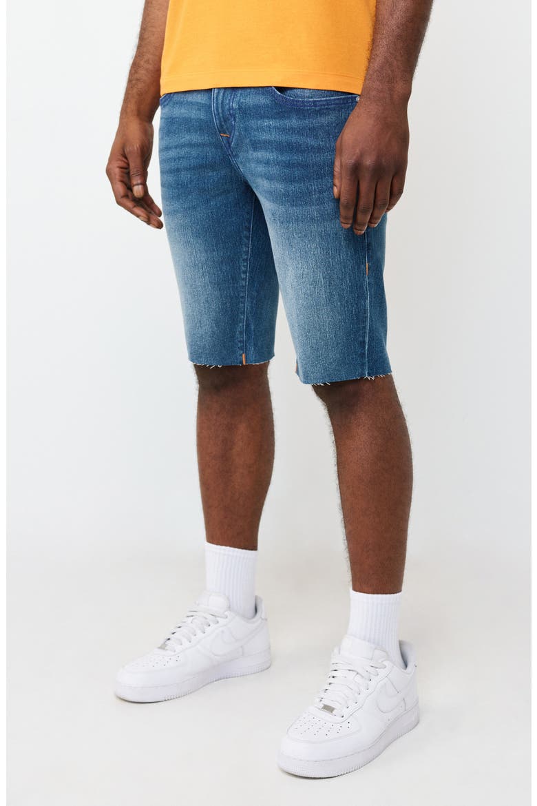Rocco Super T Flap Raw Hem Jean Shorts, Alternate, color, MEDIUM BLUE QUARTZ WASH
