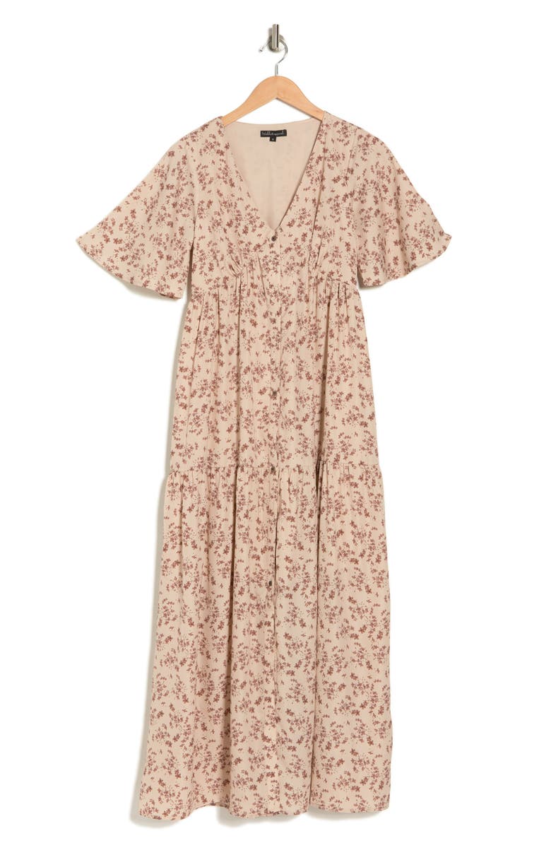 WISHLIST Floral Button Front Maxi Dress, Alternate, color, Mocha