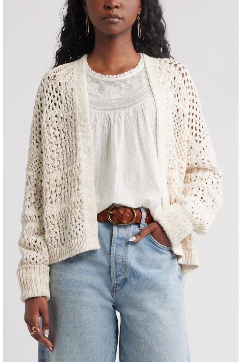 Openwork Slouchy Cotton Cardigan (Women) | Nordstrom