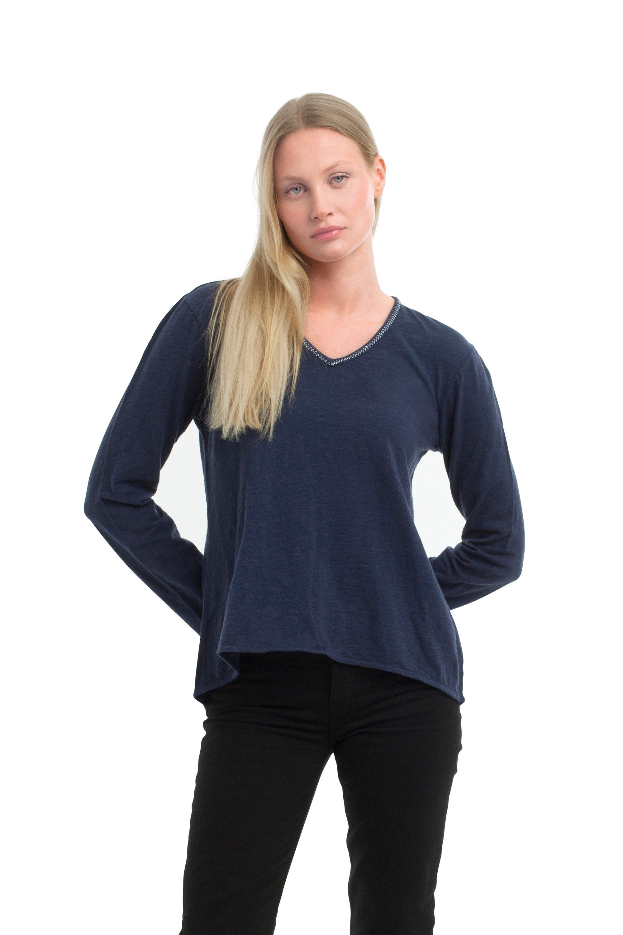 Metallic Thread V-Neck - image 2