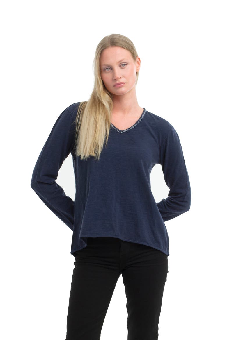 Metallic Thread V-Neck, Alternate, color, Naval Academy