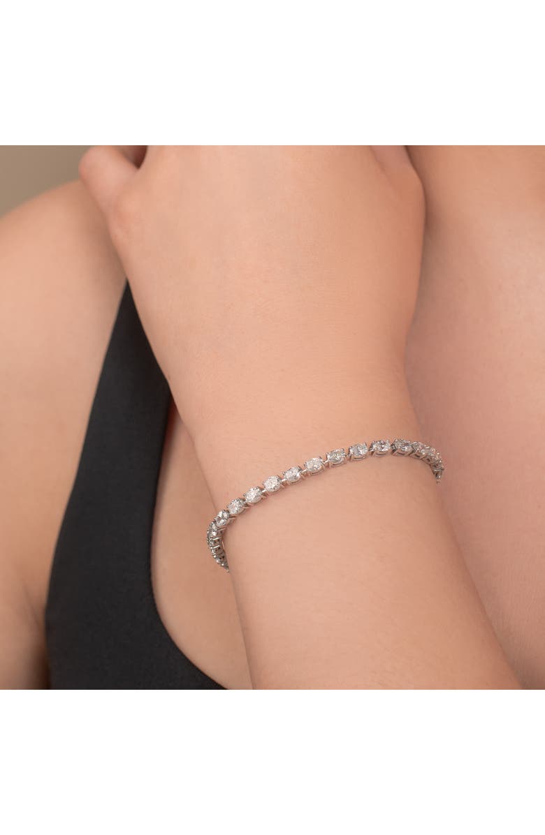 HauteCarat Oval Cut Lab Created Diamond Tennis Bracelet, Alternate, color, 6.20 Ctw White Gold