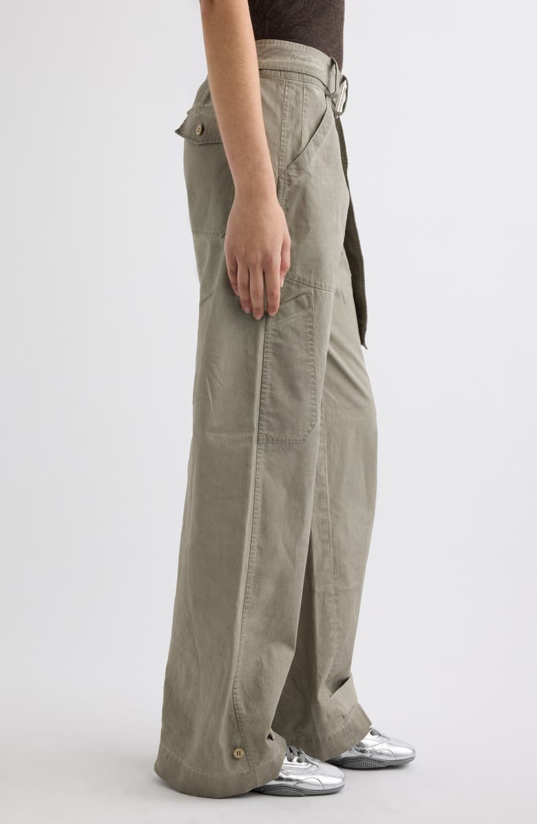Acne Studios Parko Belted Cotton Stretch Gabardine Wide Leg Pants, Alternate, color, Clay Beige