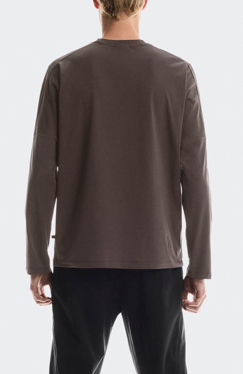 On Focus Lg Sleeve Pima Cott Blend T-shirt In Brown