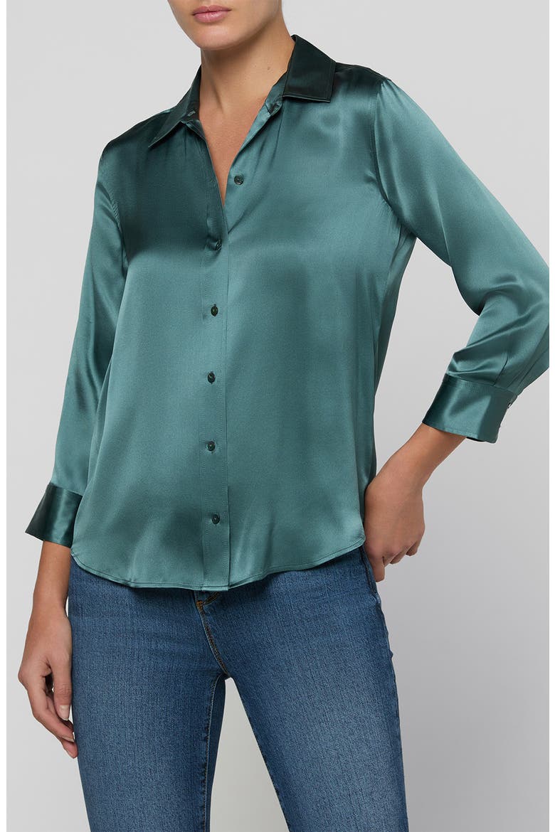 Dani Silk Charmeuse Blouse, Main, color, CADET BLUE