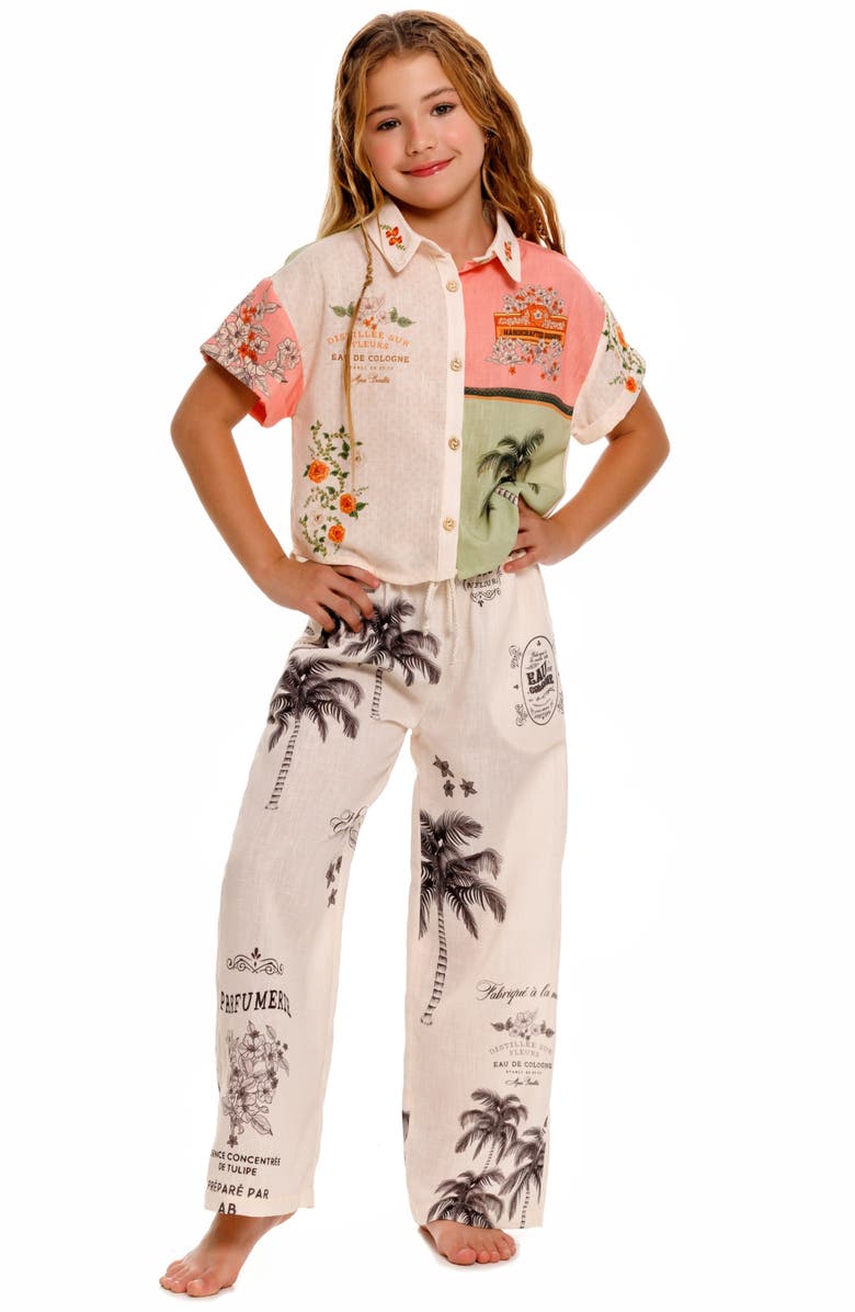 Agua Bendita Kids' Clarabelle Short Sleeve Button-Up Shirt, Alternate, color, White