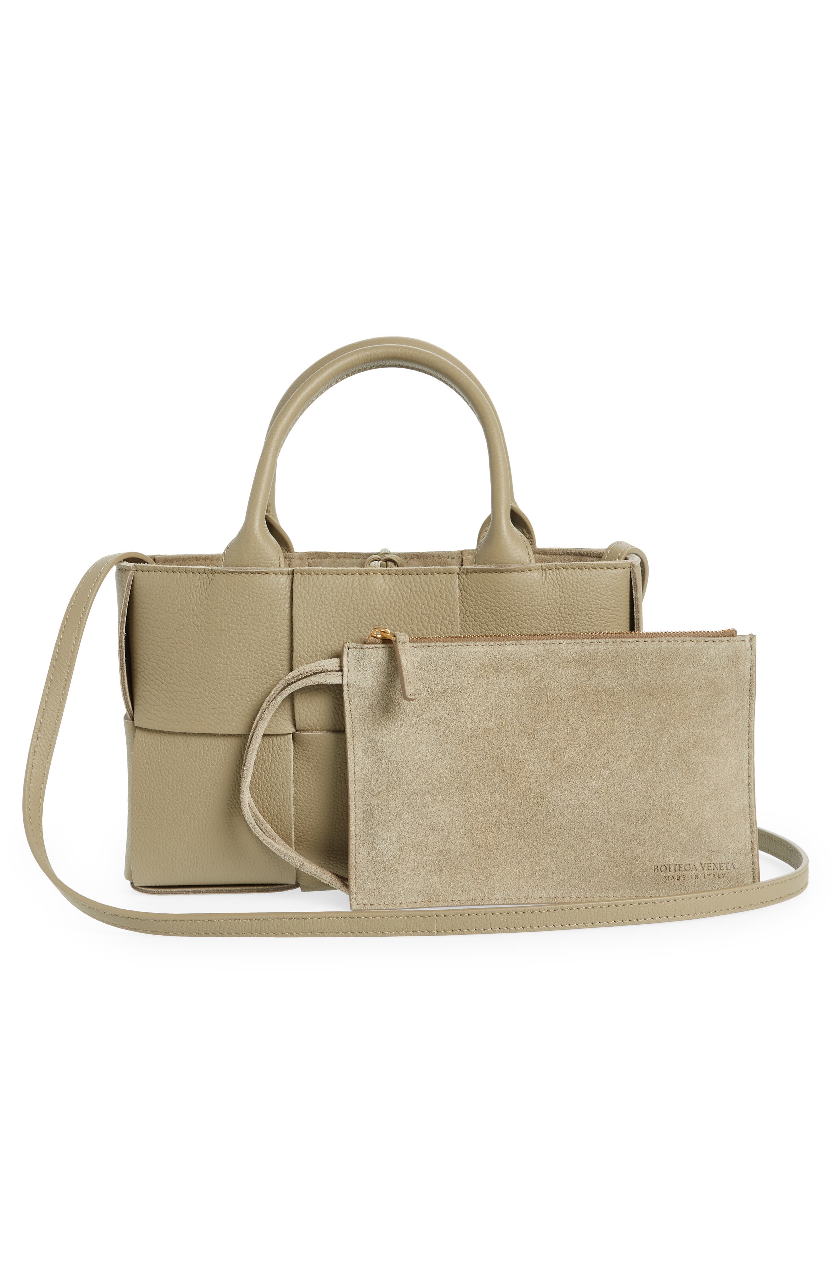 Arco Intrecciato Leather Tote, Alternate, color, TAUPE-GOLD