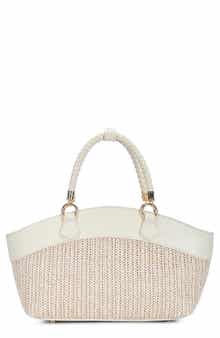 Miztique Top Handle Colorblock Raffia Tote