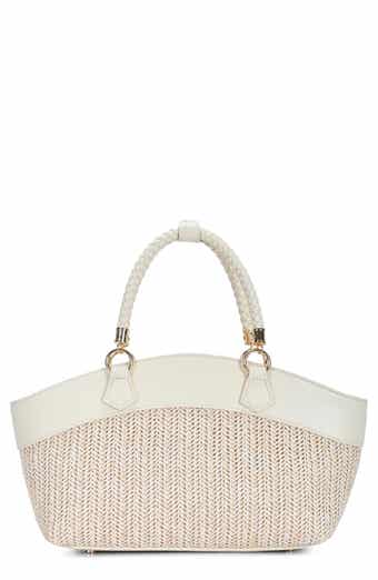 Miztique Top Handle Colorblock Raffia Tote