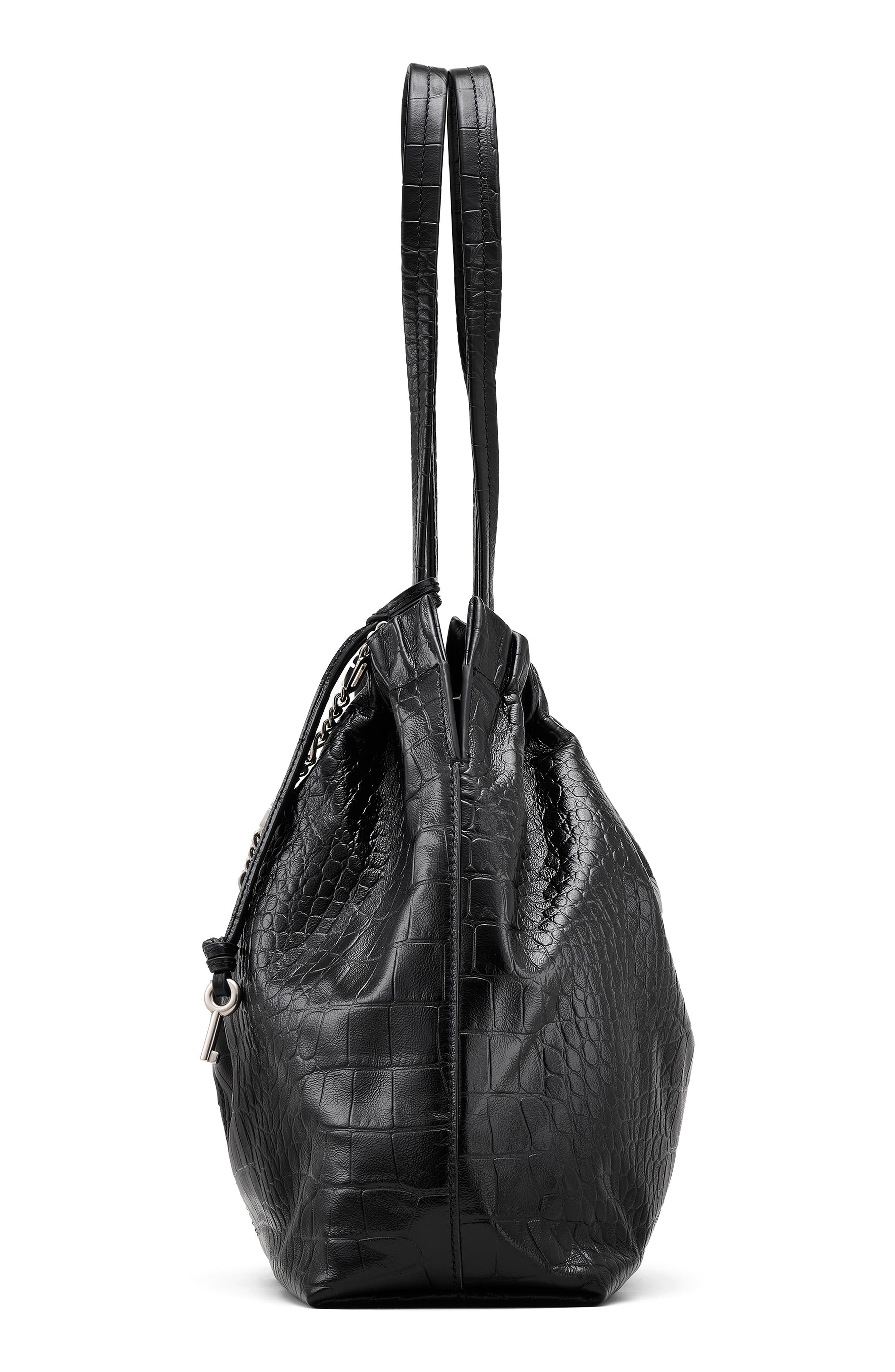 Marc Jacobs The Croc Cristina Leather Tote, Alternate, color, Black
