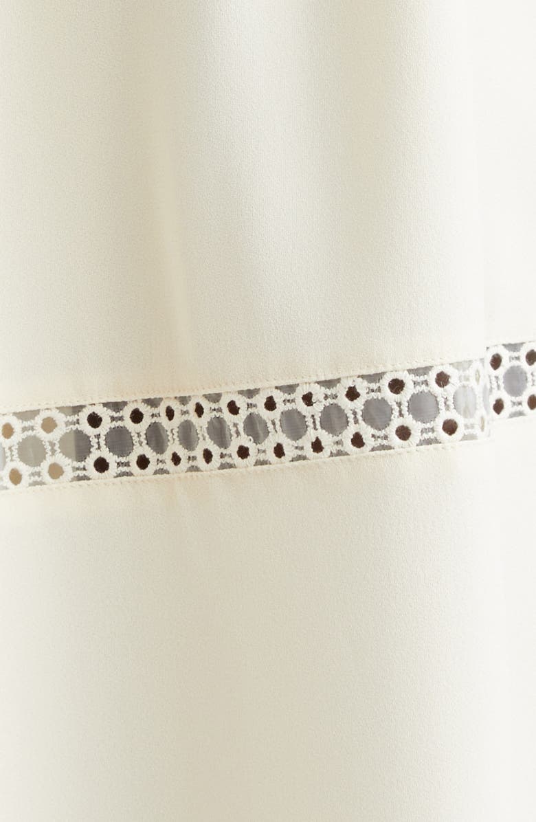 St. John Collection Lace Detail Long Sleeve Satin Back Crepe Dress, Alternate, color, 