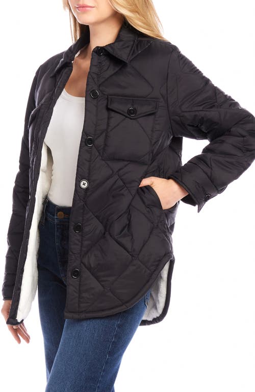 Karen Kane Faux Fur Lined Quilted Jacket In Black Cream
