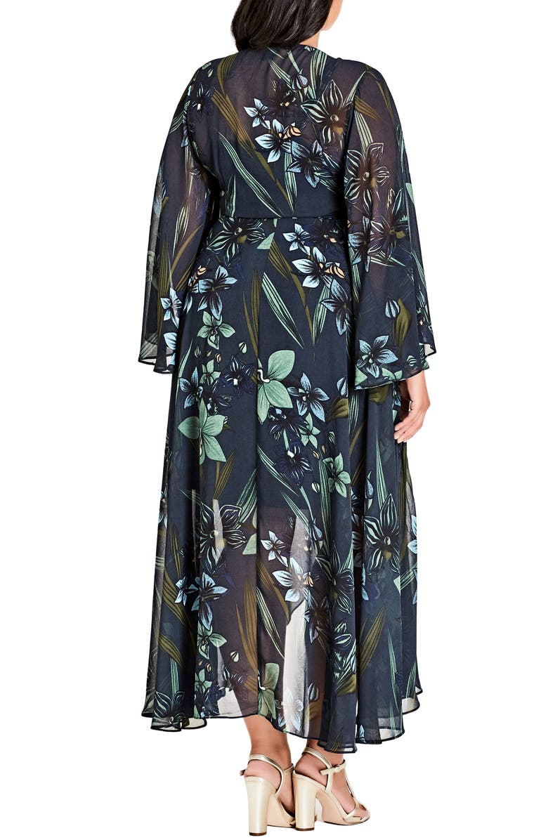 City Chic Moody Floral Maxi Wrap Dress, Alternate, color,