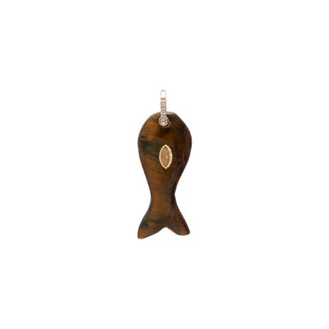 Evil Eye Natural Stone Carved Fish Charm