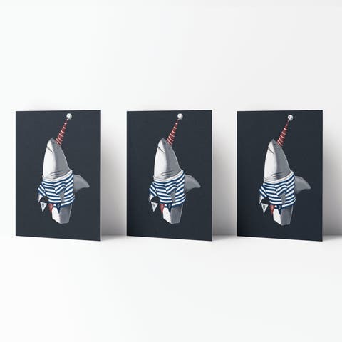 Happy Birthday Greeting Card Pack (3ct) "Shark HBD"