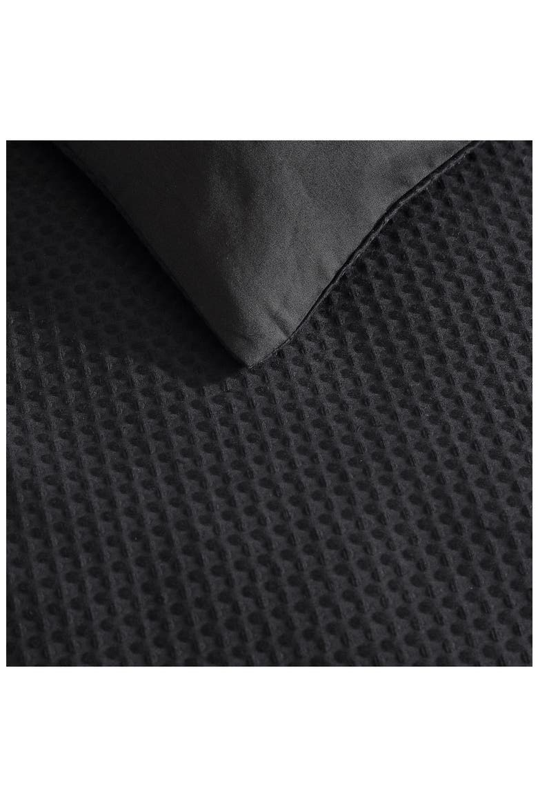 Waffle Piqué Duvet & Shams Set, Alternate, color, BLACK