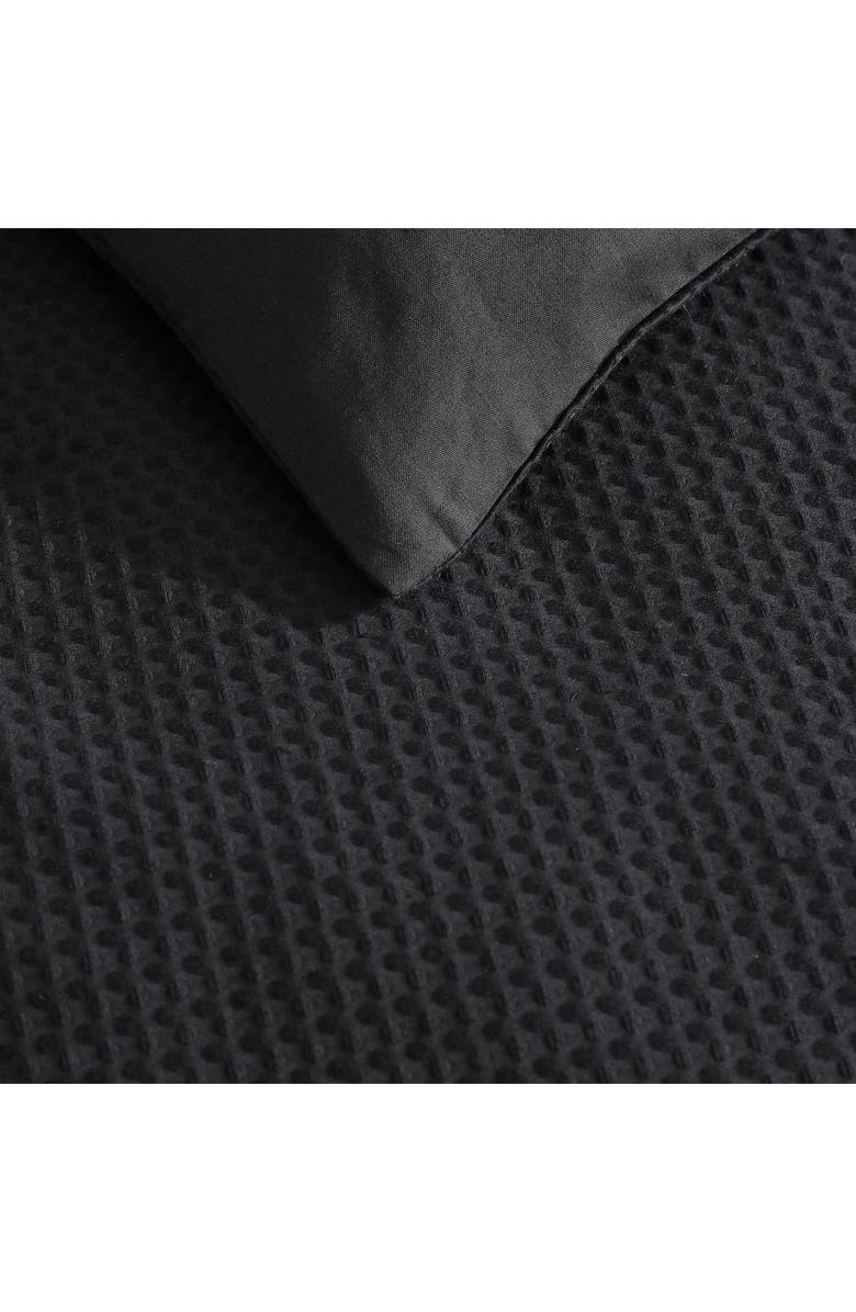 Vera Wang Waffle Piqué Duvet & Shams Set, Alternate, color, Black