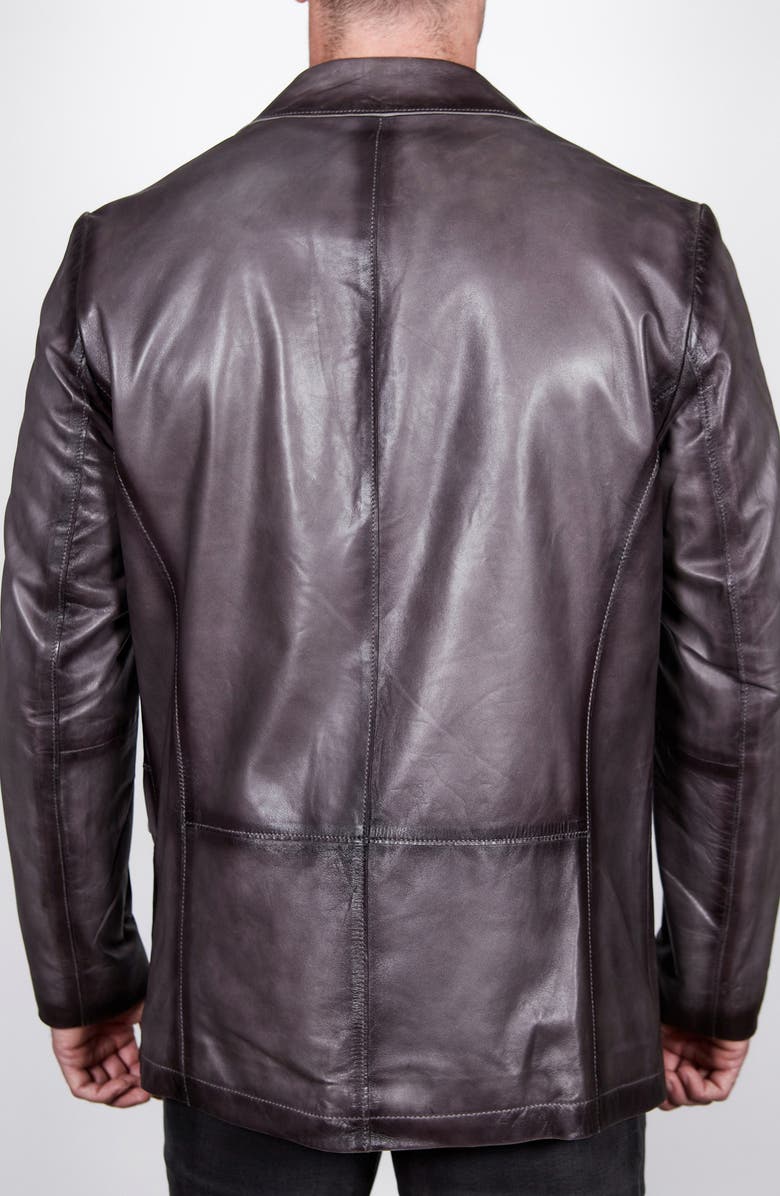 Missani Le Collezioni Vintage Leather Blazer, Alternate, color, Charcoal