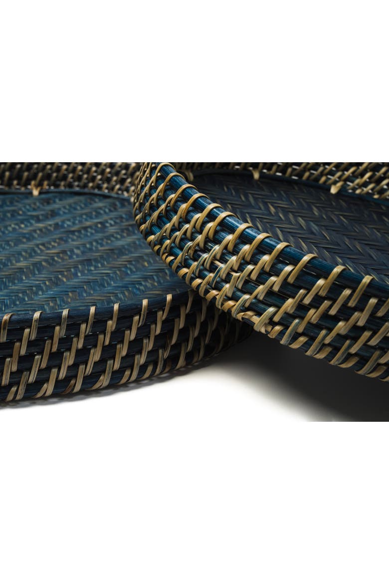 Round Rattan Tray, Alternate, color, Navy Small