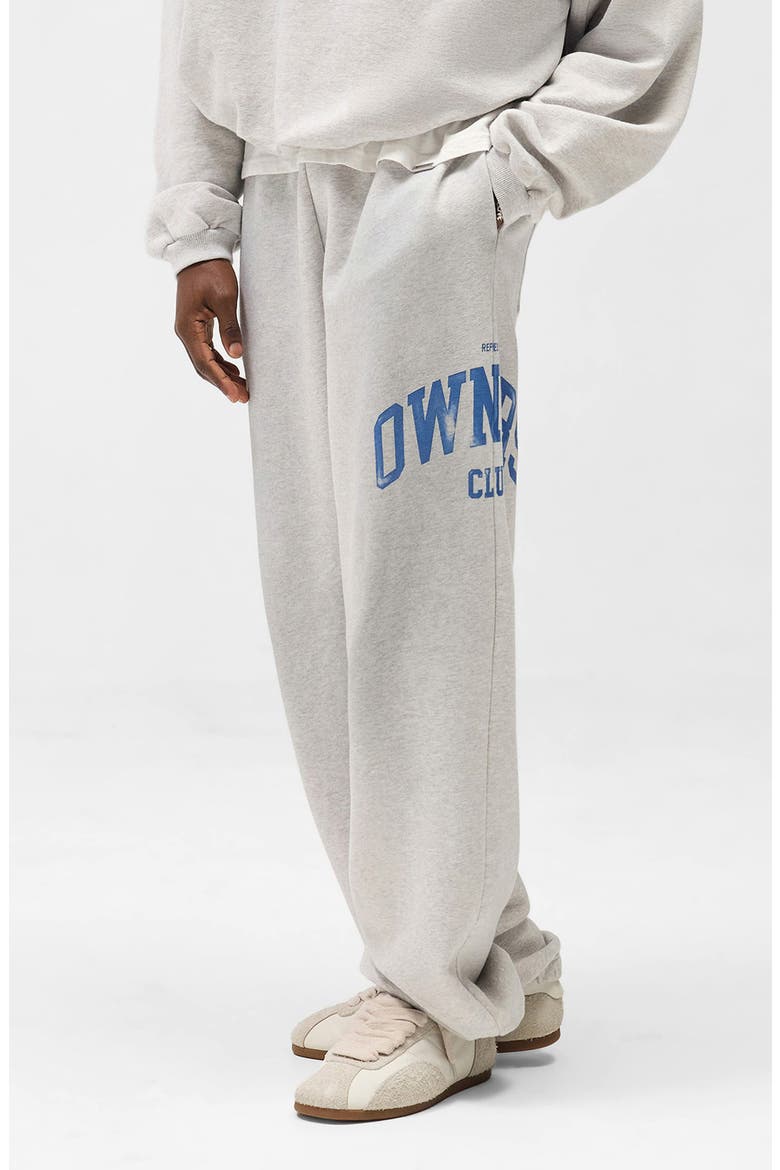 Owners' Club Logo Graphic Sweatpants, Alternate, color, SPRAYED ICE GREY MARL