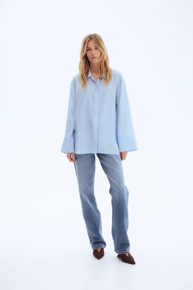 Oversized Shirt, Alternate, color, Light blue/striped