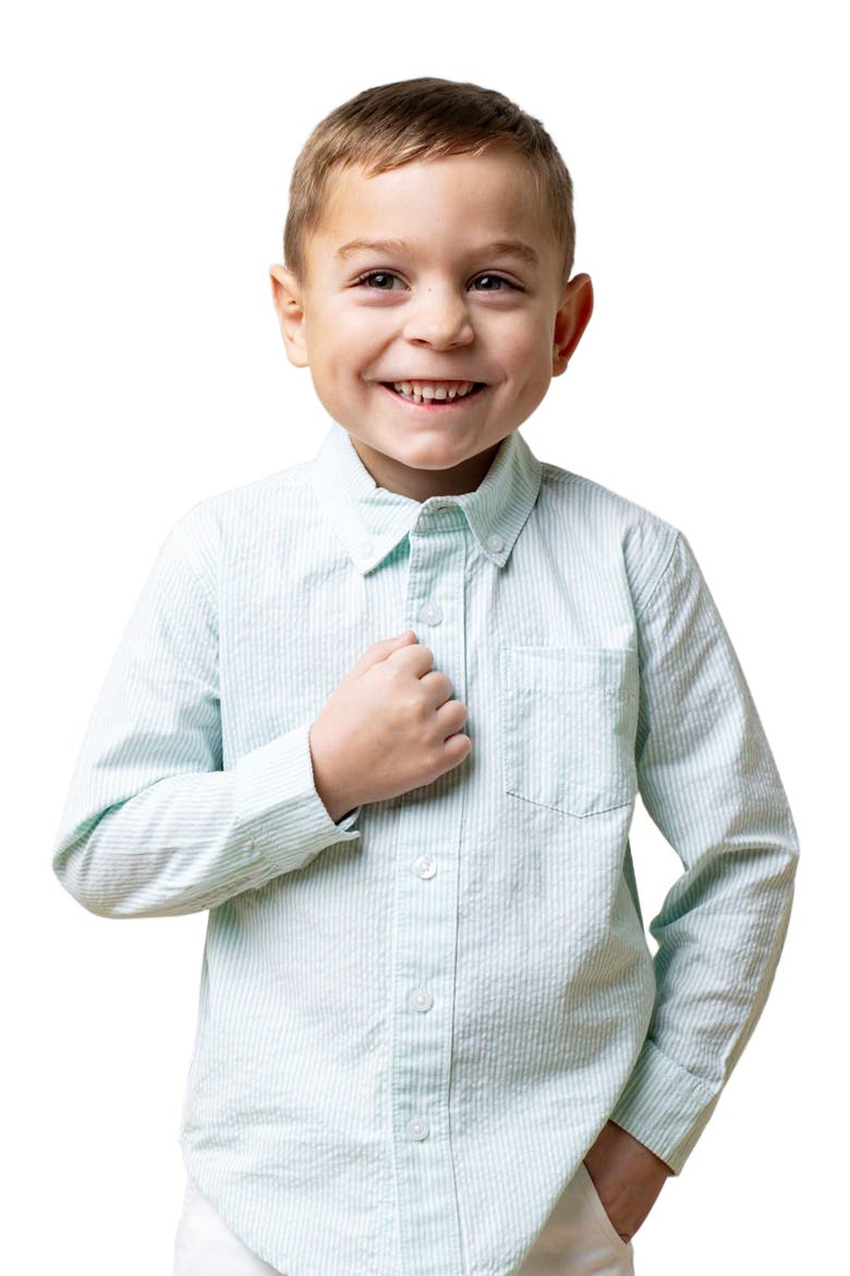 Boys' Organic Seersucker Shirt, Kids, Alternate, color, Mint Seersucker