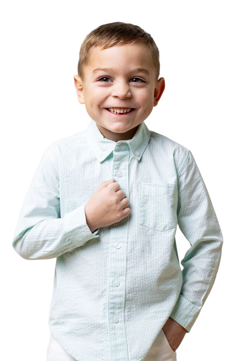 Hope & Henry Boys' Organic Seersucker Shirt, Kids, Alternate, color, Mint Seersucker