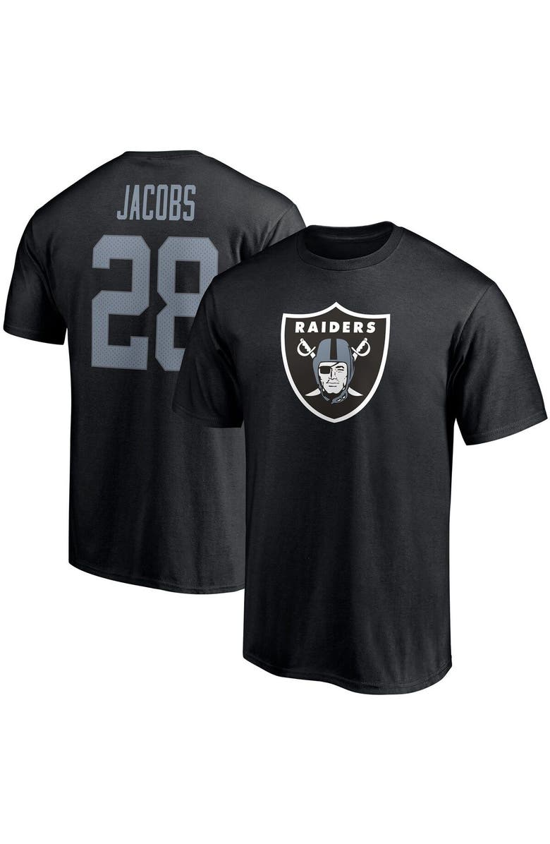 FANATICS Men's Fanatics Branded Josh Jacobs Black Las Vegas Raiders Player Icon Name & Number T-Shirt, Main, color, 