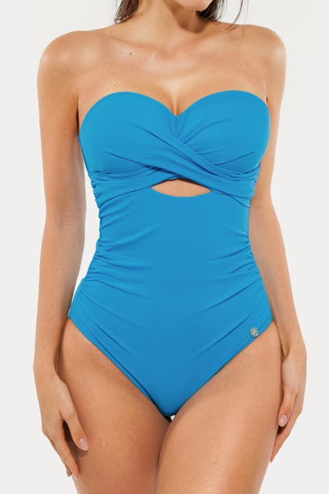 Front Twist Cutout Shaping All-in-One Shapewear Swimsuit