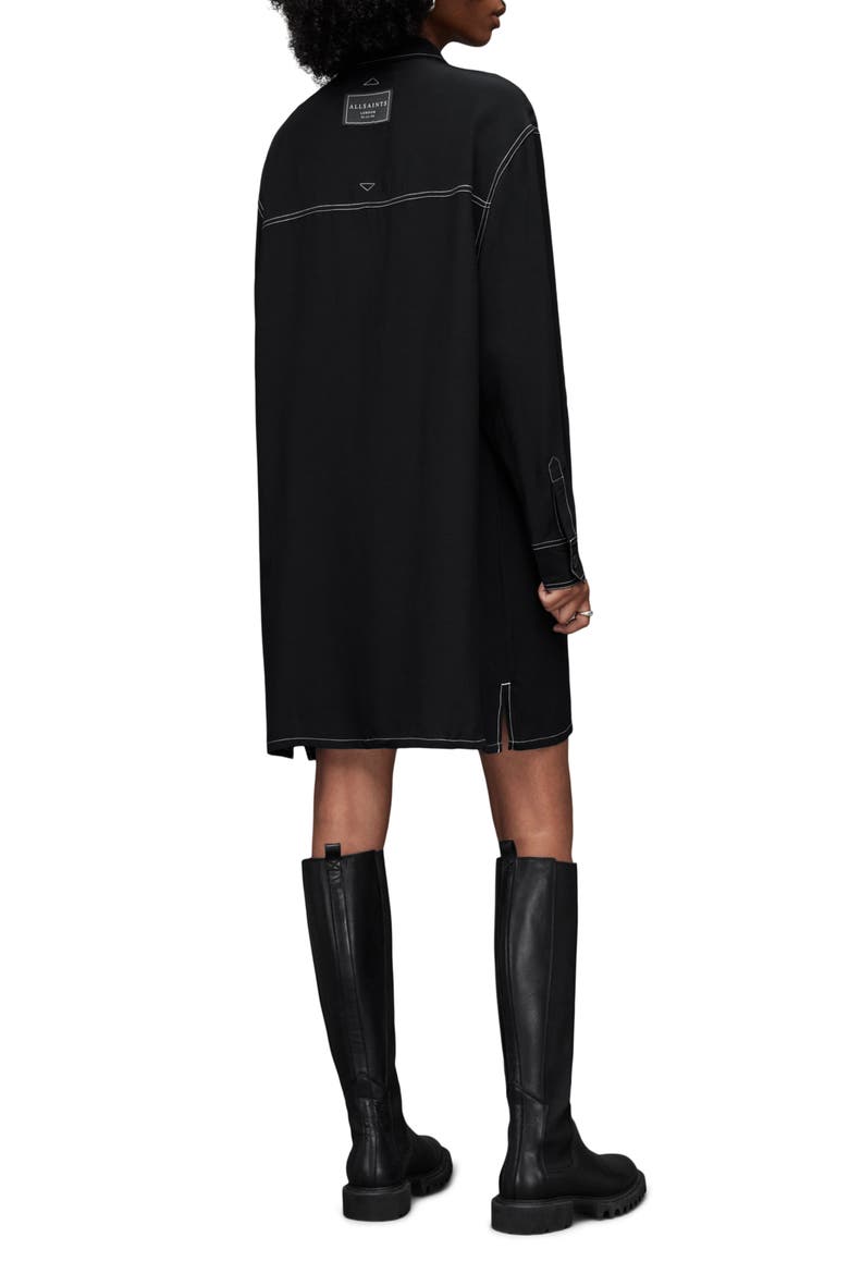 Vita Long Sleeve Shirtdress, Alternate, color, BLACK