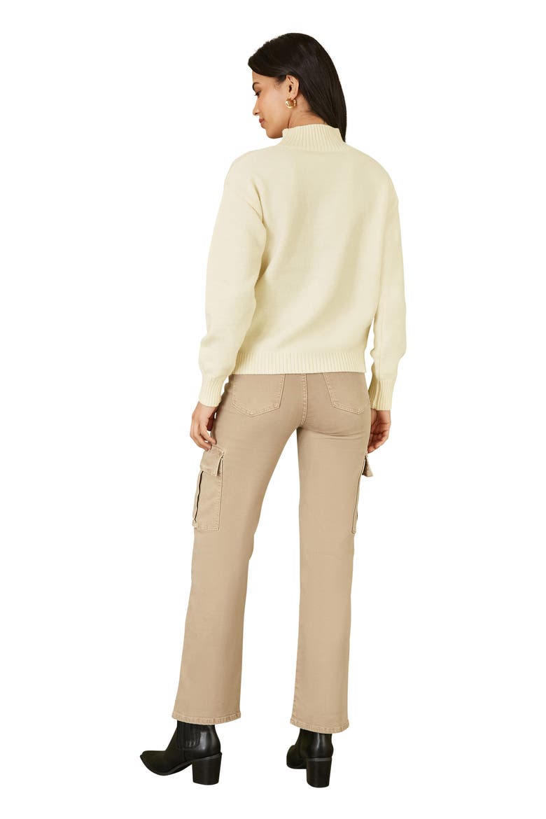 Floral Detail High Neck Knit Sweater, Alternate, color, Ivory