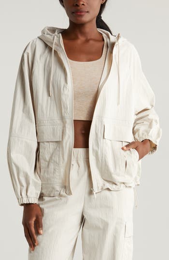 Zella Boundless Hooded Jacket In Grey Moonbeam