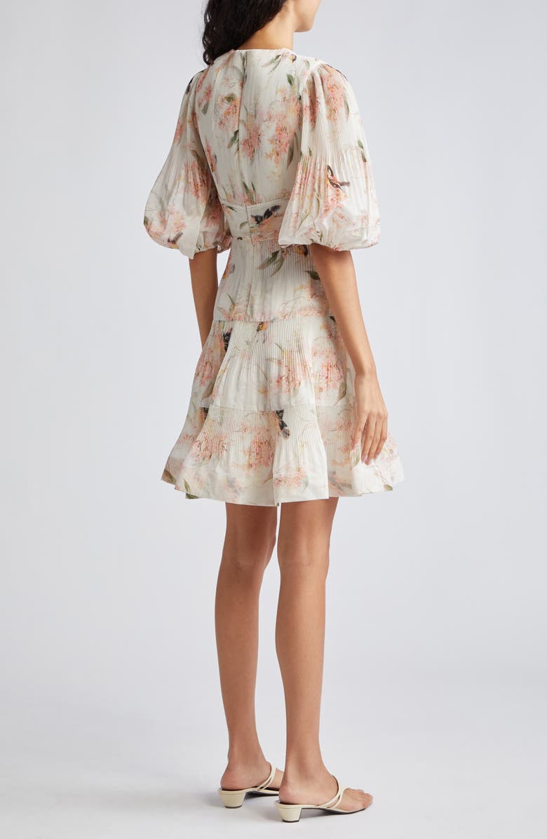 Zimmermann Floral Plissé Fit & Flare Dress, Alternate, color, 