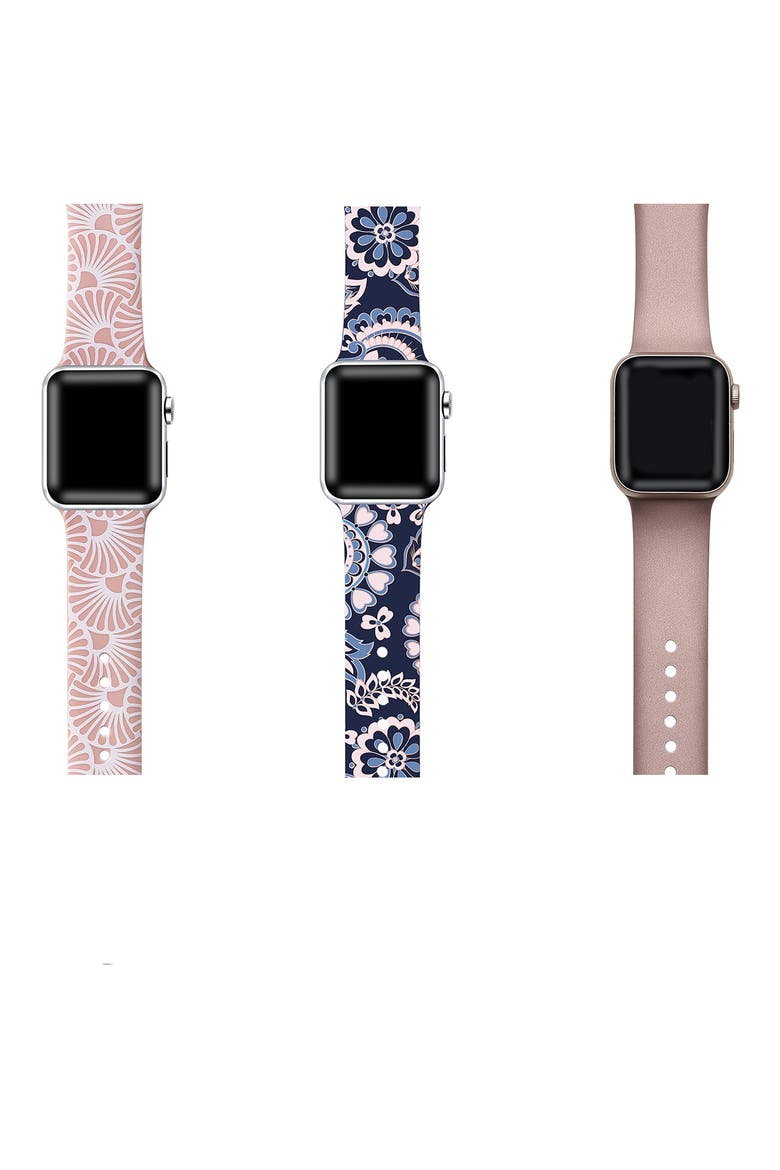 Assorted 3-Pack Silicone Apple Watch® Watchbands, Alternate, color, PINK/ NAVY MULTI