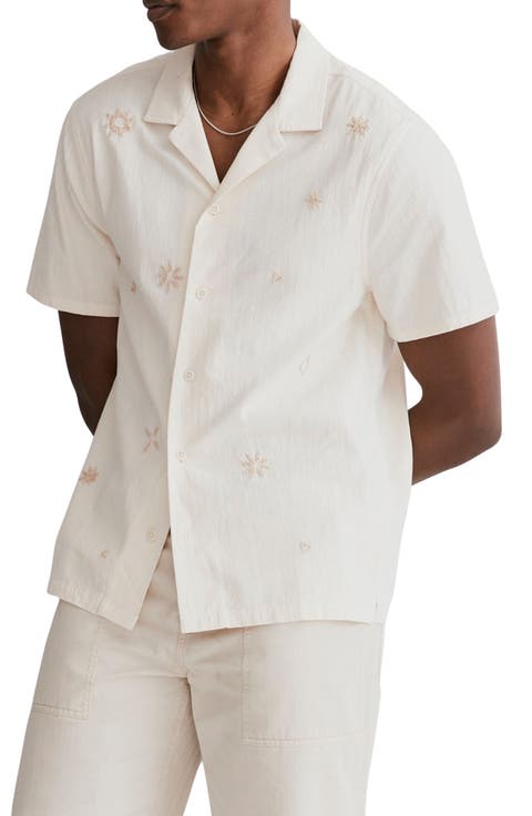 Embroidered Easy Fit Button-Up Shirt
