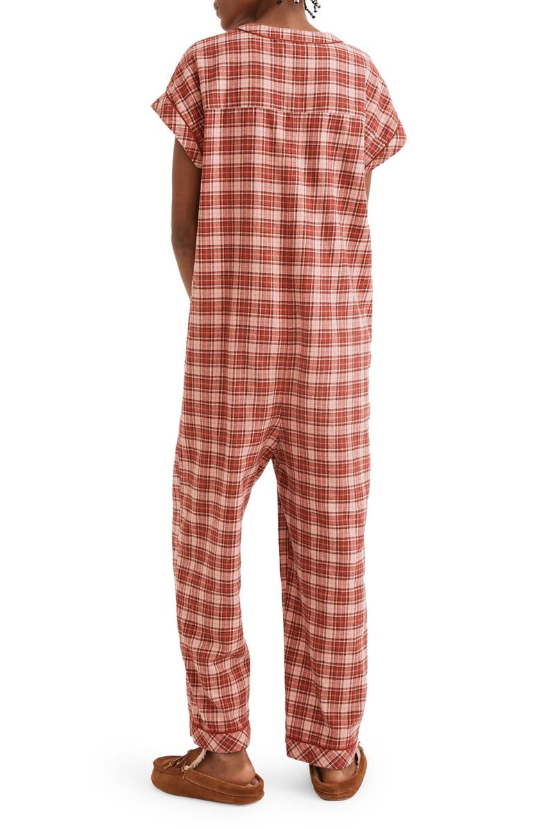 Madewell Nordway Plaid Flannel Bedtime Jumpsuit Pajamas, Alternate, color,