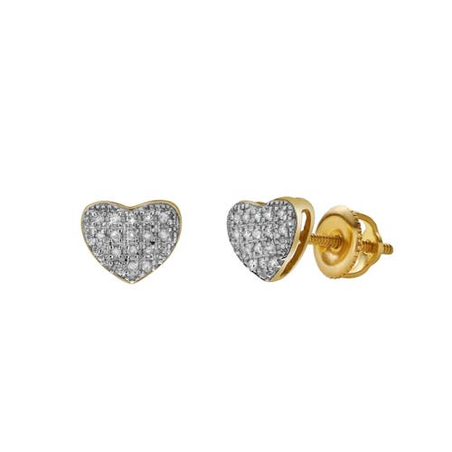 Luvmyjewelry Passion 10k Yellow Gold Cluster Diamond Unisex Earrings In 10k Yellow Gold
