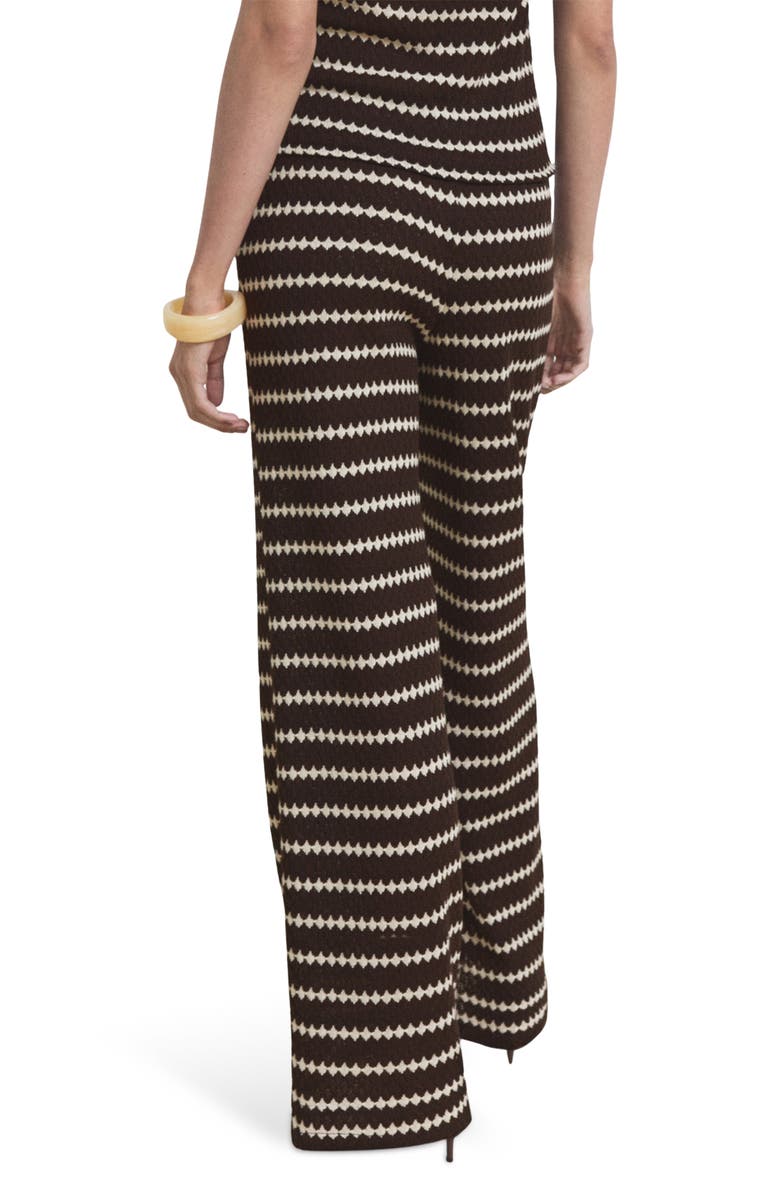 MANGO Wavy Stripe Knit Pull-On Straight Leg Pants, Alternate, color, Brown