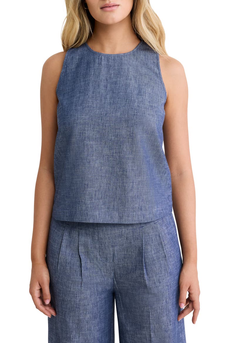 Stevie Chambray Mix Tank, Main, color, INDIGO MIX