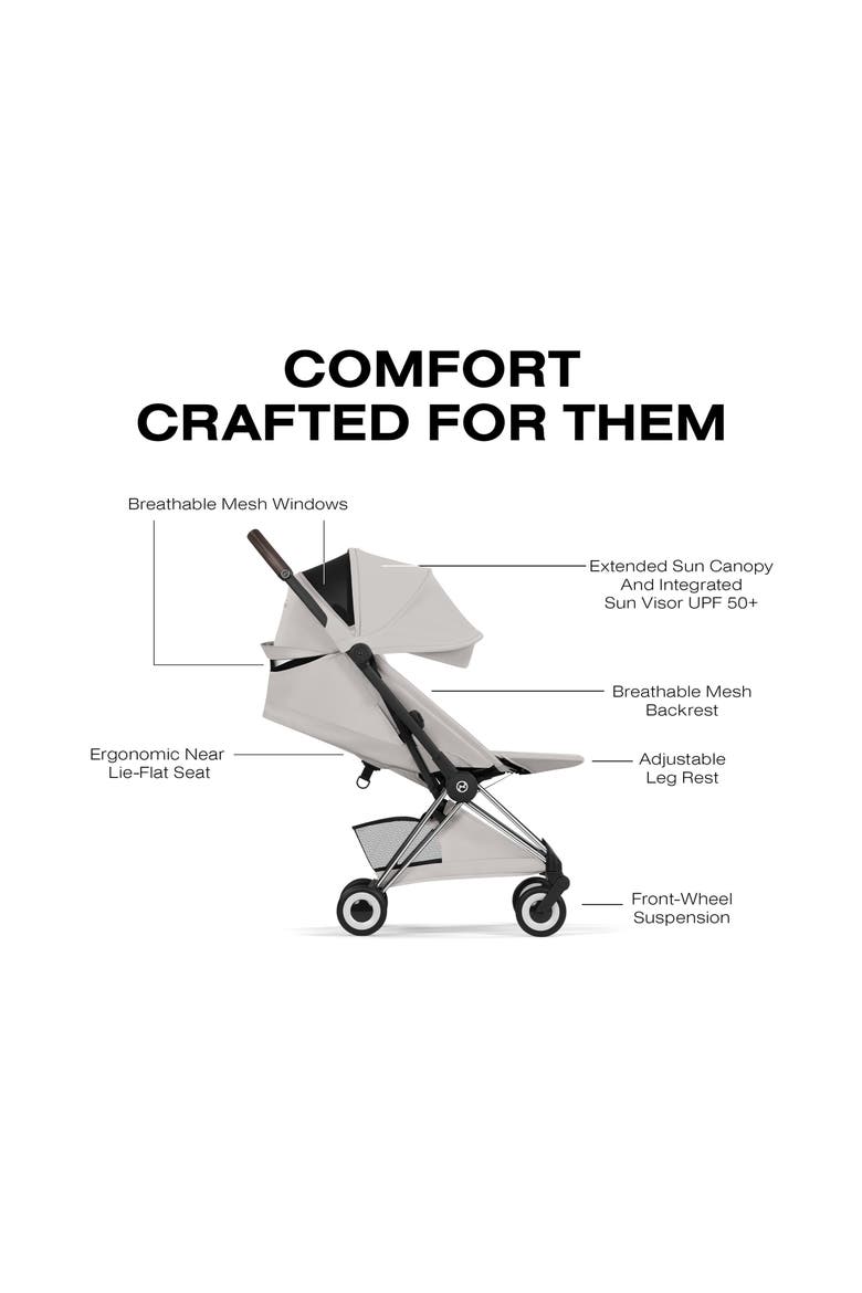 Coya Compact Lightweight Travel Stroller – Style Collection, Alternate, color, CHROME/ CITY GREY