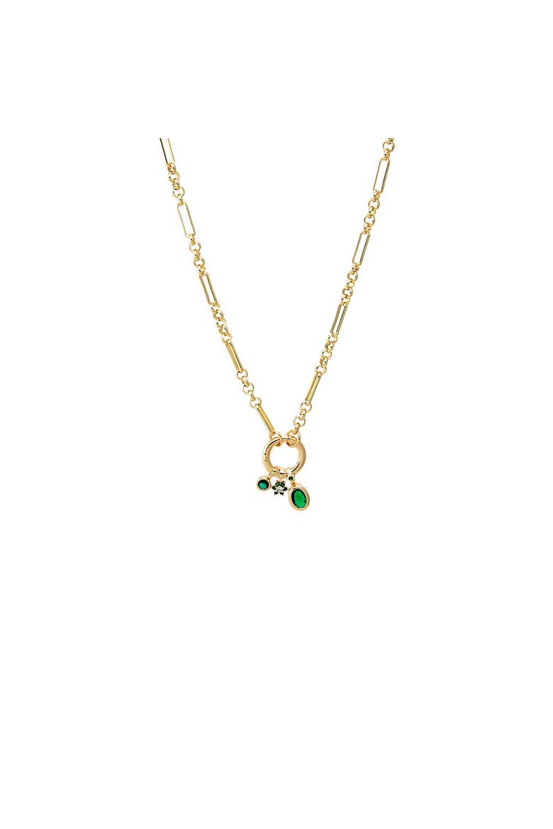 Green CZ Charm Trio Multi Chain Clicker Toggle Necklace, Main, color, Emerald Green