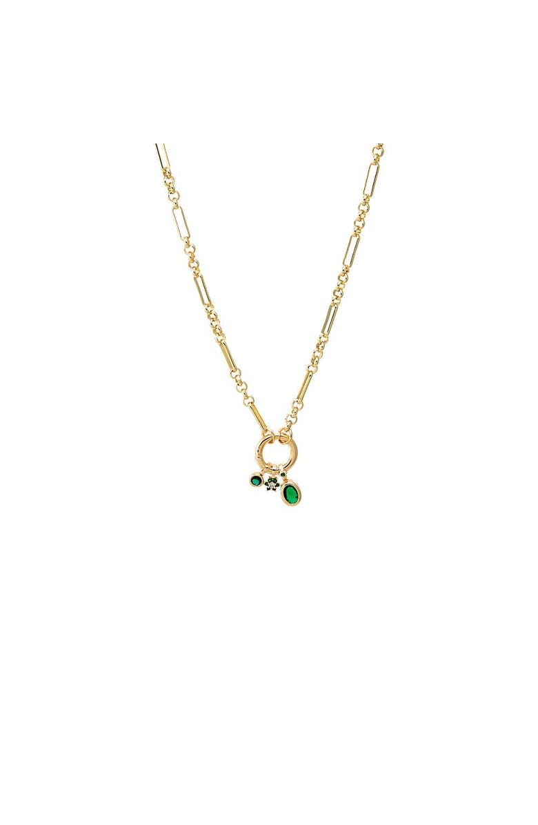 BY ADINA EDEN Green CZ Charm Trio Multi Chain Clicker Toggle Necklace, Main, color, Emerald Green