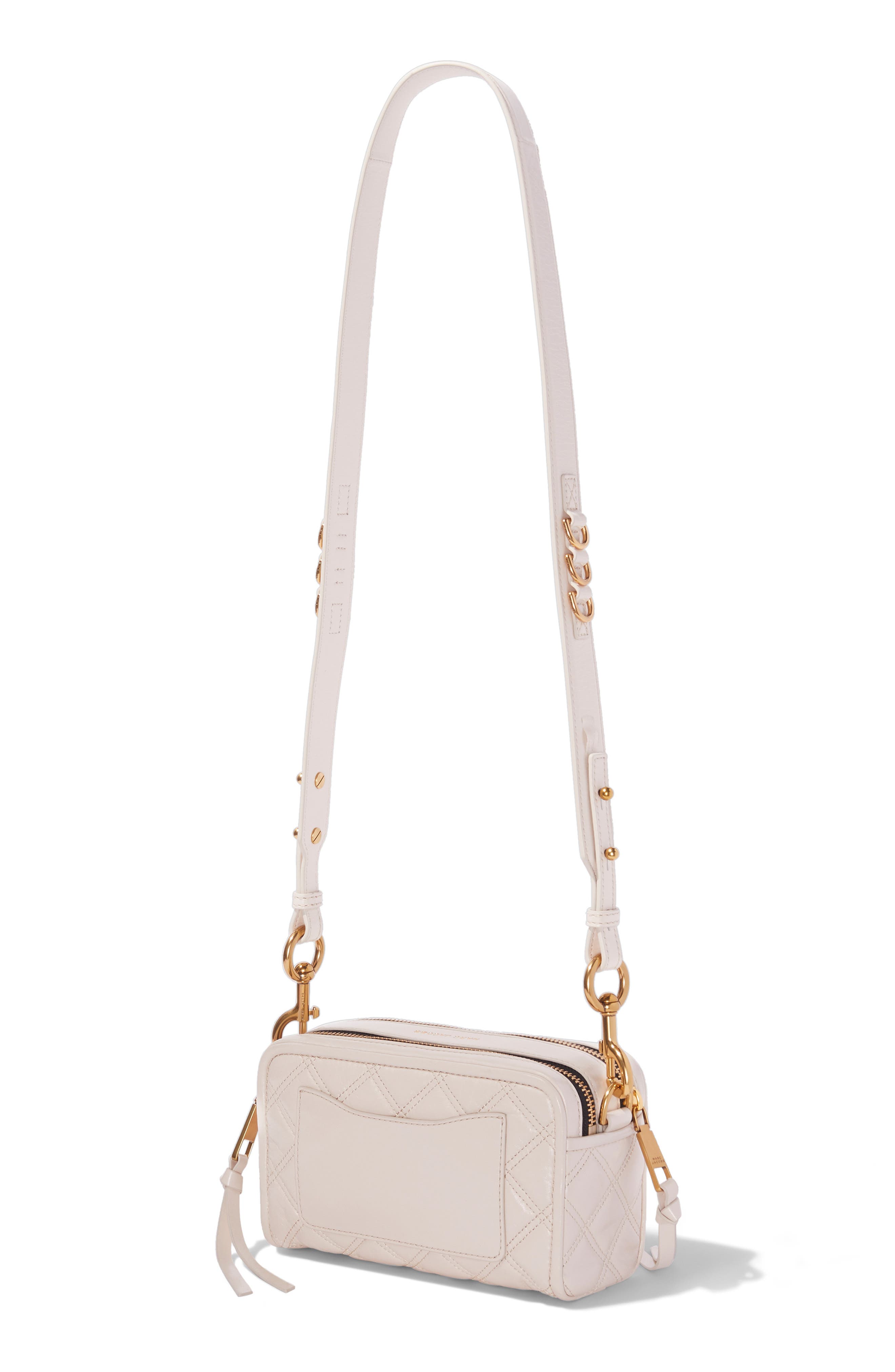 The Marc Jacobs The Softshot 21 Quilted Leather Crossbody Bag, Alternate, color, IVORY
