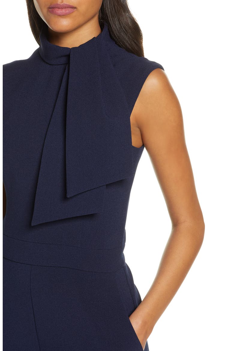Scarf Neck Crepe Jumpsuit, Alternate, color, NAVY
