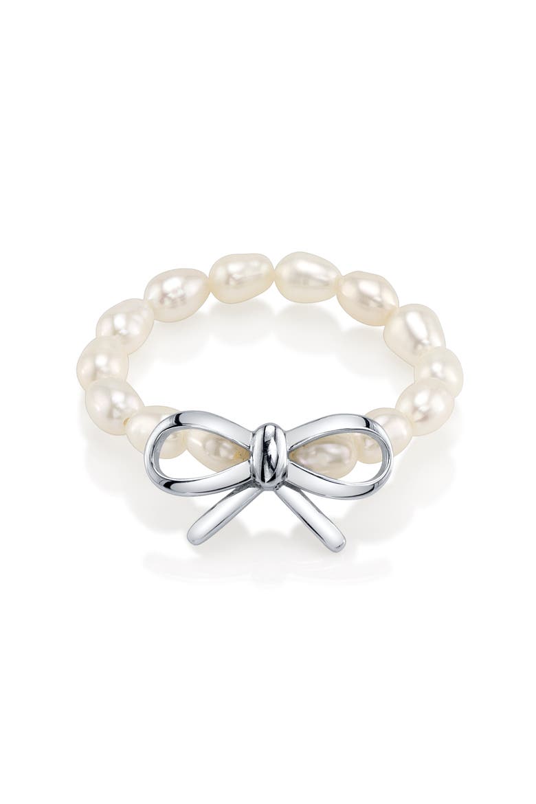 White Freshwater Pearl Sterling Silver Anabelle Adjustable Ring, Main, color, White Pearls