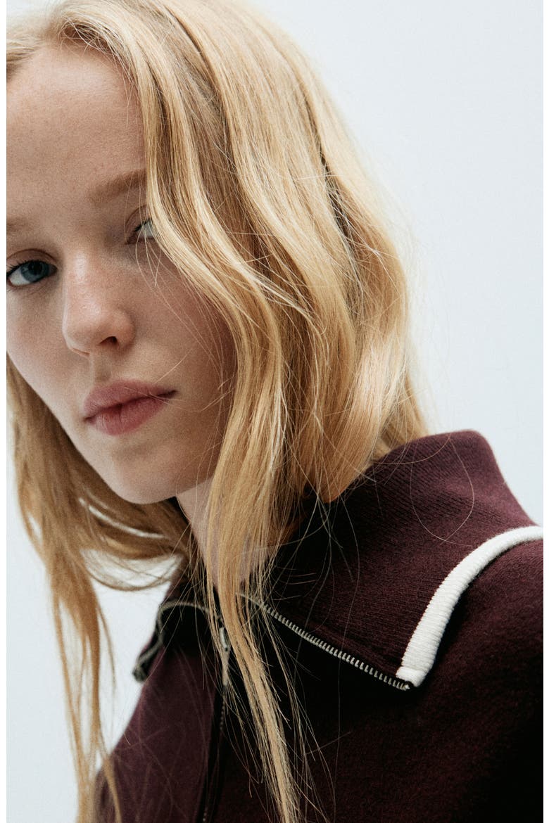 Tipped Quarter Zip Sweater, Alternate, color, CHOCOLATE
