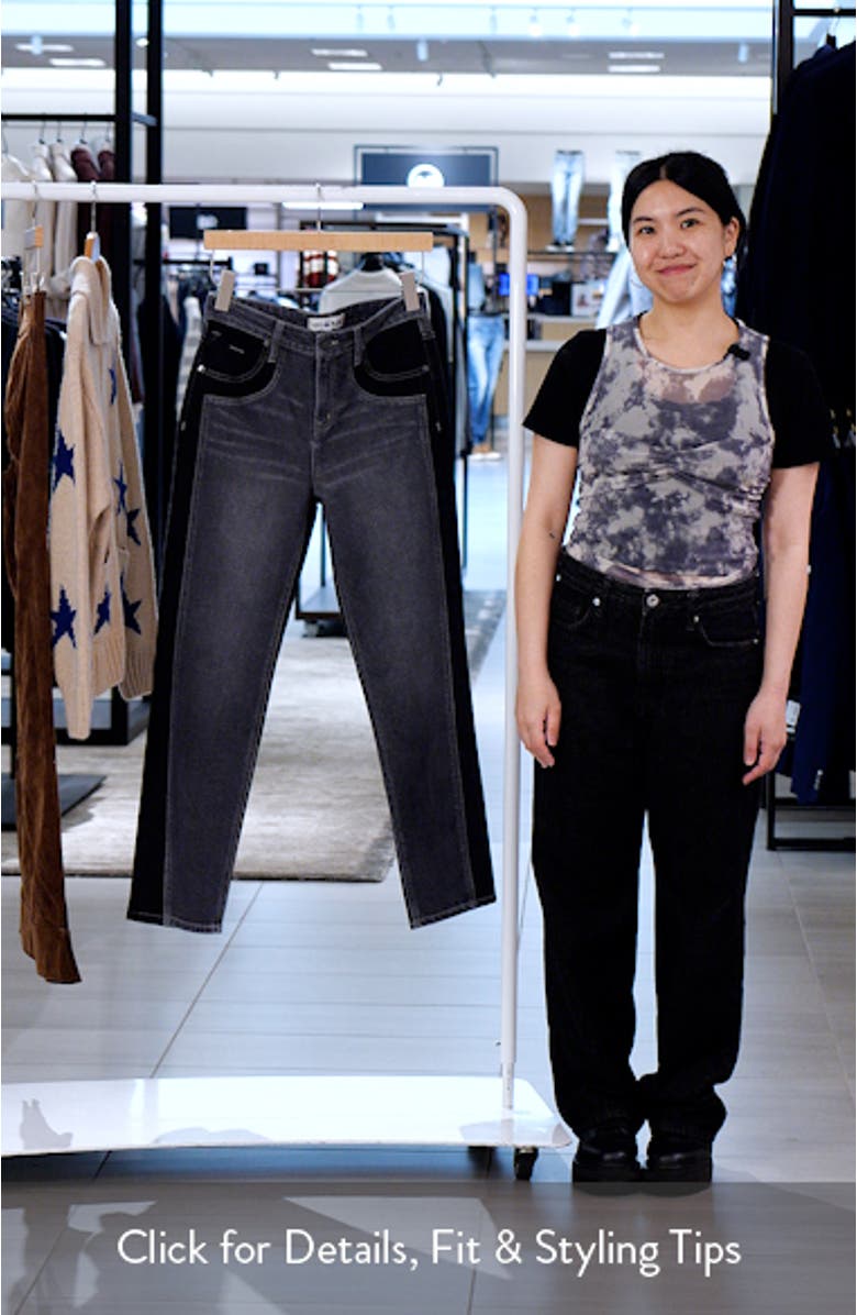 Two-Tone High Waist Straight Leg Jeans, sales video thumbnail