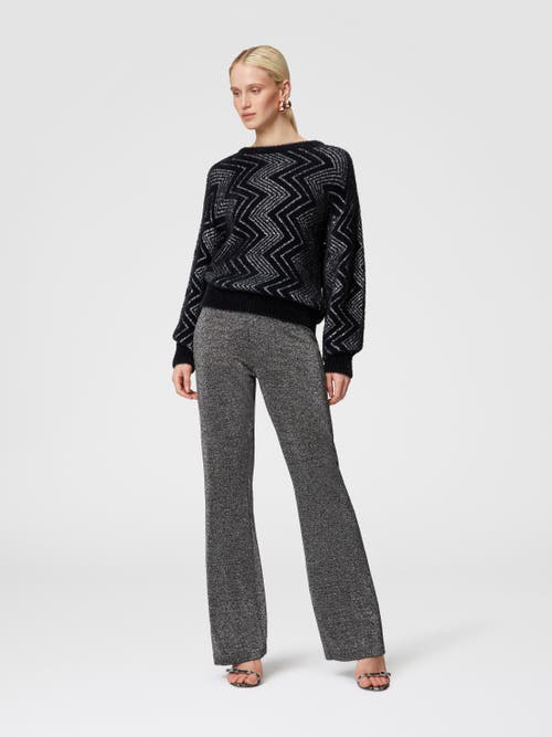Shop Missoni Zigzag Crewneck Pullover With Sequins In Black & Silver